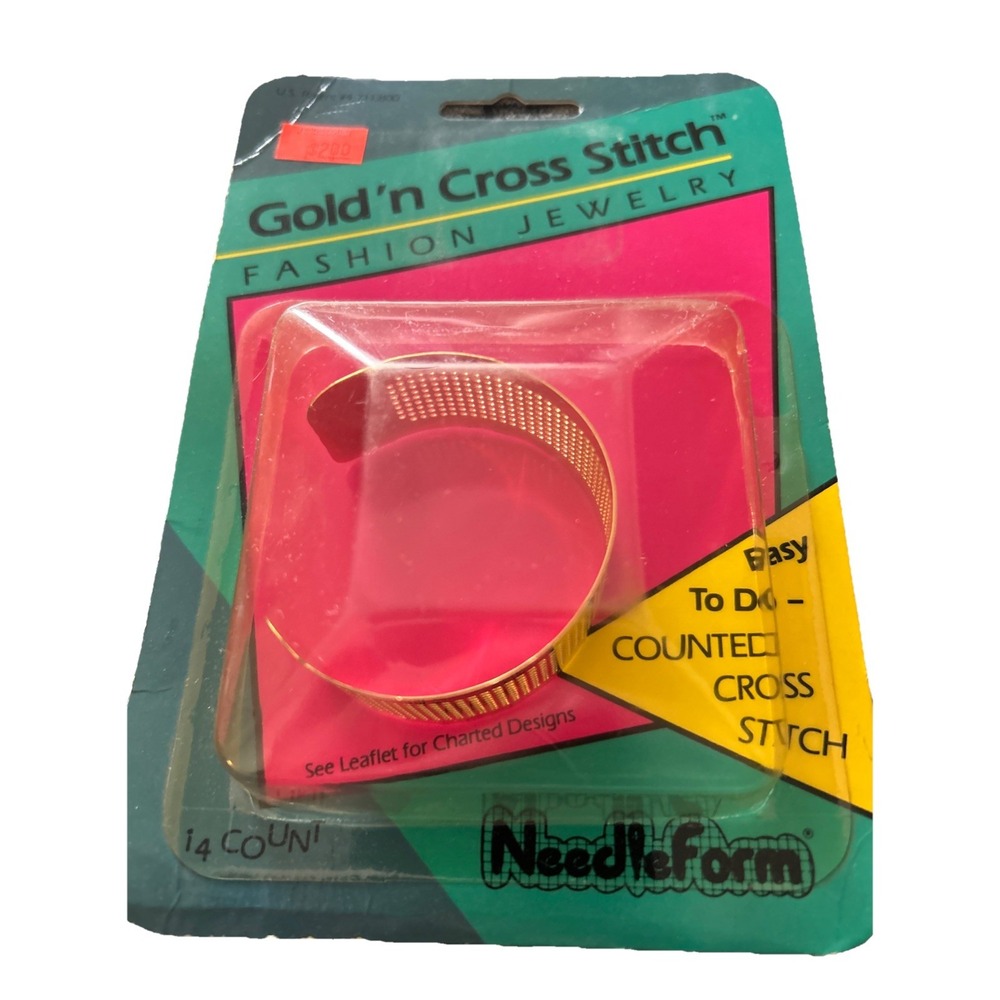 Needleform Gold'n Cross Stitch Brand Fashion Jewelry Bracelet New Old Stock 1990 - Picture 2 of 6